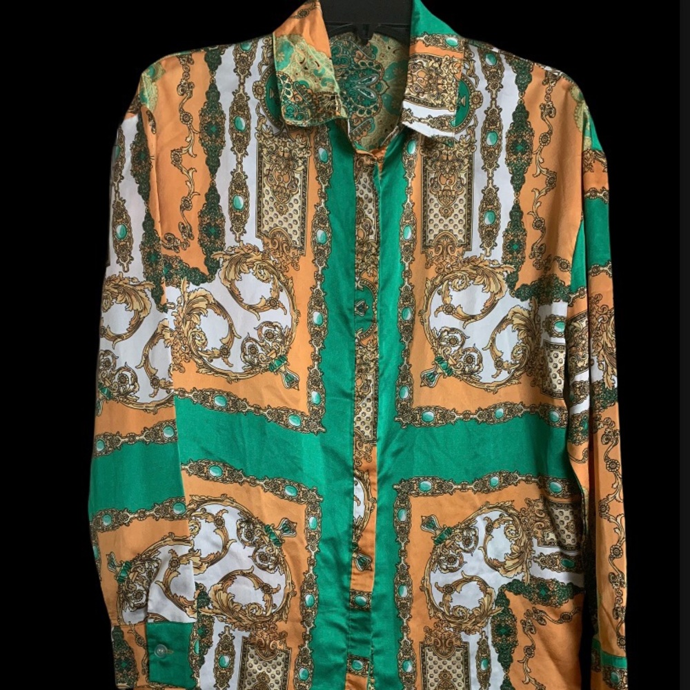 Women’s Versace print inspired button up shirt...